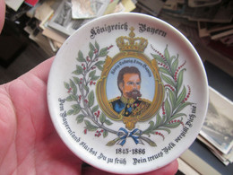 Old Decorative Plate Konigreich Bayern Konig Ludwig II Von Bayern 1845 1886 Diameter 10 Cm - Borden