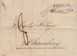 Suisse Marque Postale Avec Correspondance Genève 1834 - ...-1845 Préphilatélie
