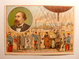 LEON GAMBETTA  QUITTANT PARIS ASSIEGE EN MONTGOLFIERE - IMAGE CHROMO CHOCOLAT DELHAIZE TUNISIE - CIRCA 1910 - 10cmX7cm - Sonstige & Ohne Zuordnung