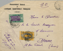 1929 CONGO FRANCÉS - AFRIQUE EQUATORIALE FRANÇAISE , BRAZZAVILLE - BERNE , DOUANES - INSPECTION , YV. 86 , 98 - Lettres & Documents