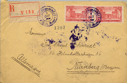 Delcampe - 1924 MAROC , SOBRE CERTIFICADO , " AZILAL - POSTES AUX ARMÉES " , TRÁNSITOS MARRAKECH , CASABLANCA , LLEGADA A NÜREMBERG - Covers & Documents