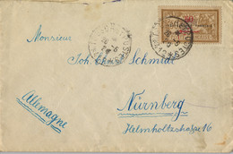 Delcampe - 1925 MAROC , SOBRE CIRCULADO , CORREO MILITAR , MARRAKECH - NÜRNBERG , MAT. " TRESOR ET POSTES - 412 " . YV. 50 - Covers & Documents