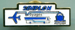 PIN'S  - SIMPLON VOYAGES - AVION  AUTOBUS - Transports