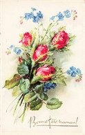 BONNE FETE MAMAN - S04646 - Bouquet De Fleurs - Roses - Myosotis - L1 - Día De La Madre