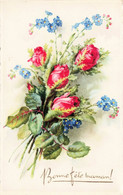 BONNE FETE MAMAN - S04646 - Bouquet De Fleurs - Roses - Myosotis - L1 - Mother's Day