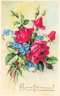 BONNE FETE MAMAN - S04650 - Bouquet De Fleurs - Rose - Myosotis - L1 - Día De La Madre