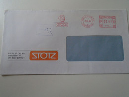 ZA401.4  Switzerland Suisse -cancel 1989  ZÜRICH  -STOTZ & Co AG  - Ema -red Meter -Postage Due  Hungary - Affranchissements Mécaniques