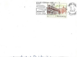 MONACO  - TIMBRE N° 665  - FLAMME :   XXVe GRAND PRIX DE MONACO 7 MAI 1967 -  SEUL SUR LETTRE - BELLE FRAPPE - Lettres & Documents