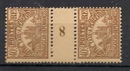 MADAGASCAR - 1908 - Taxe TT N°Yv. 13 - 40c Brun - Paire Millésimée 8 - Neuf * / MH VF - Strafport