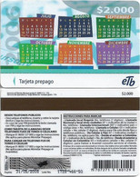 Colombia - ETb (Magnetic) - Calendar 2006 July-December, Exp.31.05.2008, Remote Mem. 2.000Cp$, Used - Colombia