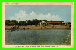 SARNIA, ONTARIO - THE BEACH AND PAVILION AT CANATARA PARK - PECO - WRITTEN IN 1942 - - Sarnia