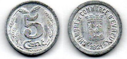 Evreux 5 Centimes 1921 TTB+ - Monetari / Di Necessità