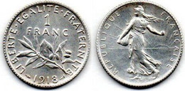 1 Franc 1918 Semeuse SUP - 1 Franc