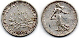 1 Franc 1912 Semeuse TTB - 1 Franc