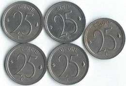 MM676 - BELGIË - BELGIUM - 5 X 25 CENTIMES - VLAAMS - 1966 - 1969 - 1972 - 1973 - 1974 - 25 Cents