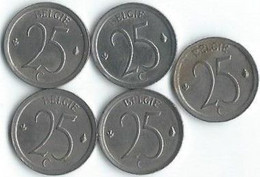 MM676 - BELGIË - BELGIUM - 5 X 25 CENTIMES - VLAAMS - 1966 - 1969 - 1972 - 1973 - 1974 - 25 Centimes