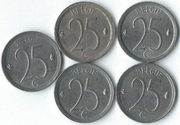 MM677 - BELGIË - BELGIUM - 5 X 25 CENTIMES - VLAAMS - 1964 - 1966 - 1968 - 1972 - 1975 - 25 Cent