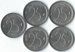 MM678 - BELGIË - BELGIUM - 5 X 25 CENTIMES - VLAAMS - 1968 - 1969 - 1971 - 1972 - 1975 - 25 Cent