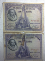 2 X 100 Pta 15/08/1928 - Cervantes A3,011,266 Et A2,425,456 - Otros & Sin Clasificación