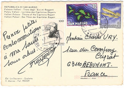 CARTE POSTALE SAN MARIN 1978 POUR LA FRANCE PALAIS VALLONI - Briefe U. Dokumente