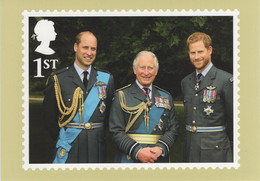 Great Britain 2018 PHQ Card Sc 3801c 1st Princes Charles, William, Harry 70th Birthday - Cartes PHQ