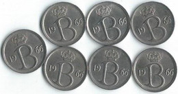 MM680 - BELGIË - BELGIUM - 7 X 25 CENTIMES 1966 - FRANS - 25 Centimes