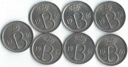 MM680 - BELGIË - BELGIUM - 7 X 25 CENTIMES 1966 - FRANS - 25 Cent