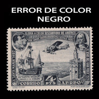 1930.Pro Unión I.4p.Error Color NEGRO.MHN.Edifil 591e - Errors & Oddities