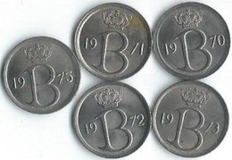 MM685 - BELGIË - BELGIUM - 5 X 25 CENTIMES - FRANS - 1970 - 1971 - 1972 - 1973 - 1975 - 25 Centimes