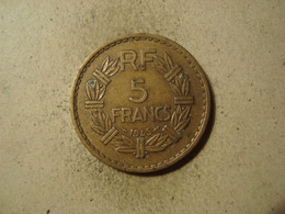 MONNAIE FRANCE 5 FRANCS 1945 LAVRILLIER - 5 Francs