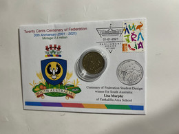 (1 N 18) 20 Cent "Scarce" Coin - 20th Anniversary - South Australia - Centenary Of Federation Coin (20th Anni. Cover) - 20 Cents