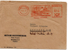 62724 - DDR - 1953 - 16Pfg AbsFreistpl "Deutsche Investitionsbank" A OrtsBf DRESDEN - Brieven En Documenten