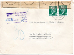 62733 - DDR - 1973 - 2@10Pfg Ulbricht A Bf WORBIS -> Karl-Marx-Stadt, M VerschlussSiegel & Stpl "Beschaedigt ..." - Covers & Documents