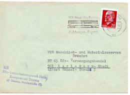 62743 - DDR - 1962 - 20Pfg Ulbricht EF A Bf DESSAU - VEB WAGGONBAU ... -> Karl-Marx-Stadt - Treinen