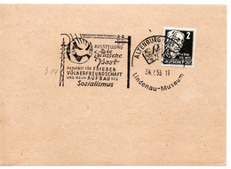 62756 - DDR - 1953 - 2Pfg Kollwitz EF A BlankoKte SSoStpl ALTENBURG - AUSSTELLUNG DIE DEUTSCHE POST IM DIENST ... - Lettres & Documents