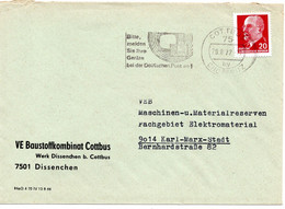 62760 - DDR - 1972 - 20Pfg Ulbricht EF A Bf COTTBUS - BITTE MELDEN SIE IHRE GERAETE ... -> Karl-Marx-Stadt - Lettres & Documents