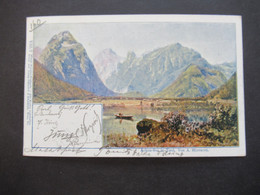 AK Österreich 1898 Künstler AK Achen-See In Tirol Von A. Hlavacek Stempel K1 Cormons Nach Triest Mit Ank. Stempel - Achenseeorte