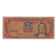 Billet, République Dominicaine, 5 Pesos Oro, 1990, KM:131, B - Dominicaine