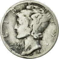 Monnaie, États-Unis, Mercury Dime, Dime, 1941, U.S. Mint, Philadelphie, TTB - 1916-1945: Mercury (Mercure)