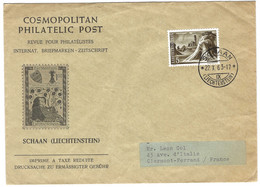 ENVELOPPE LIECHTENSTEIN / SCHAAN POUR CLERMONT FERRAND PUY DE DOME FRANCE 1963 / COSMOPOLITAN PHILATELIC POST - Lettres & Documents