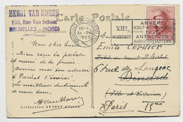 BELGIQUE ENTIER 10C ALBERT CARTE MECANIQUE VII E ANVERS OLYMPIADE 1920  BRUXELLES 1920 - Verano 1920: Amberes (Anvers)