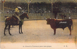 CPA - CORRIDA - 2 - Citant Le Taureau Pour Une Pique - A.R. - Colorisée - Corrida