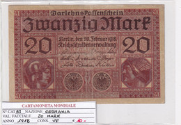 GERMANIA IMPERO 20 MARK 1918 P 57 - 20 Mark