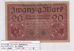 GERMANIA IMPERO 20 MARK 1918 P 57 - 20 Mark