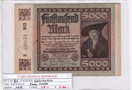 GERMANIA WEIMAR 5000 MARK 1922 P 81 - 5.000 Mark
