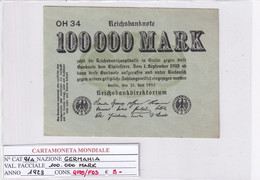 GERMANIA WEIMAR 100'000 MARK 1923 P 91A - 100000 Mark