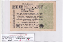 GERMANIA WEIMAR 1 MILLION MARK 1923 P 102A - 1 Miljoen Mark