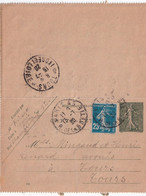 France Entiers Postaux - Carte Lettre 15c Semeuse - Letter Cards
