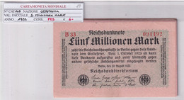 GERMANIA WEIMAR 5 MILLIONEN MARK 1922 P 105 - 5 Millionen Mark