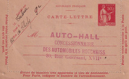 France Entiers Postaux - 50c Paix Carte Lettre - Cartoline-lettere